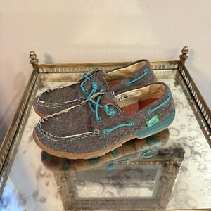 Twisted X Shoes Womens Size 7.5‎ Denim ecoTWX Driving Moc Turquoise WDM0085